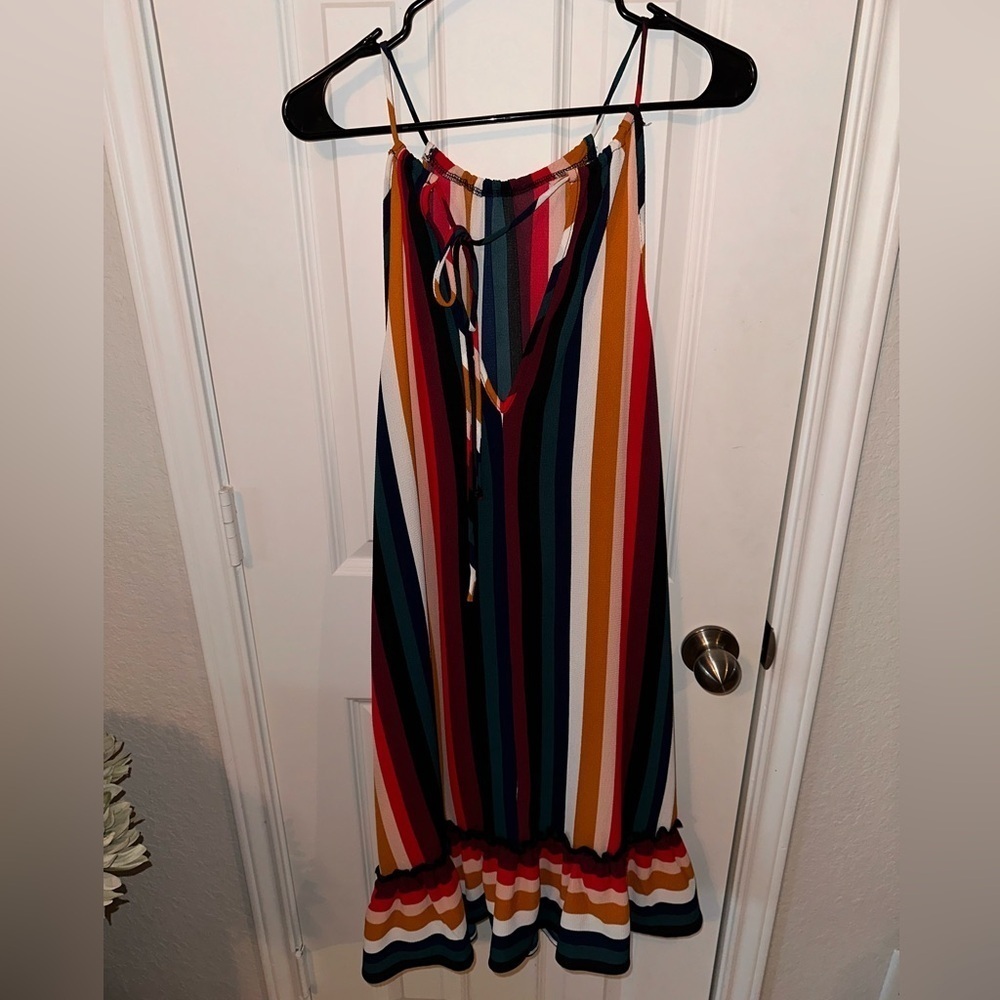 Multi-Colored Striped Flowy Dress - Picture 3 of 5
